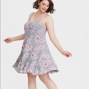 Torrid Gray Spaghetti strap dress w/ floral print